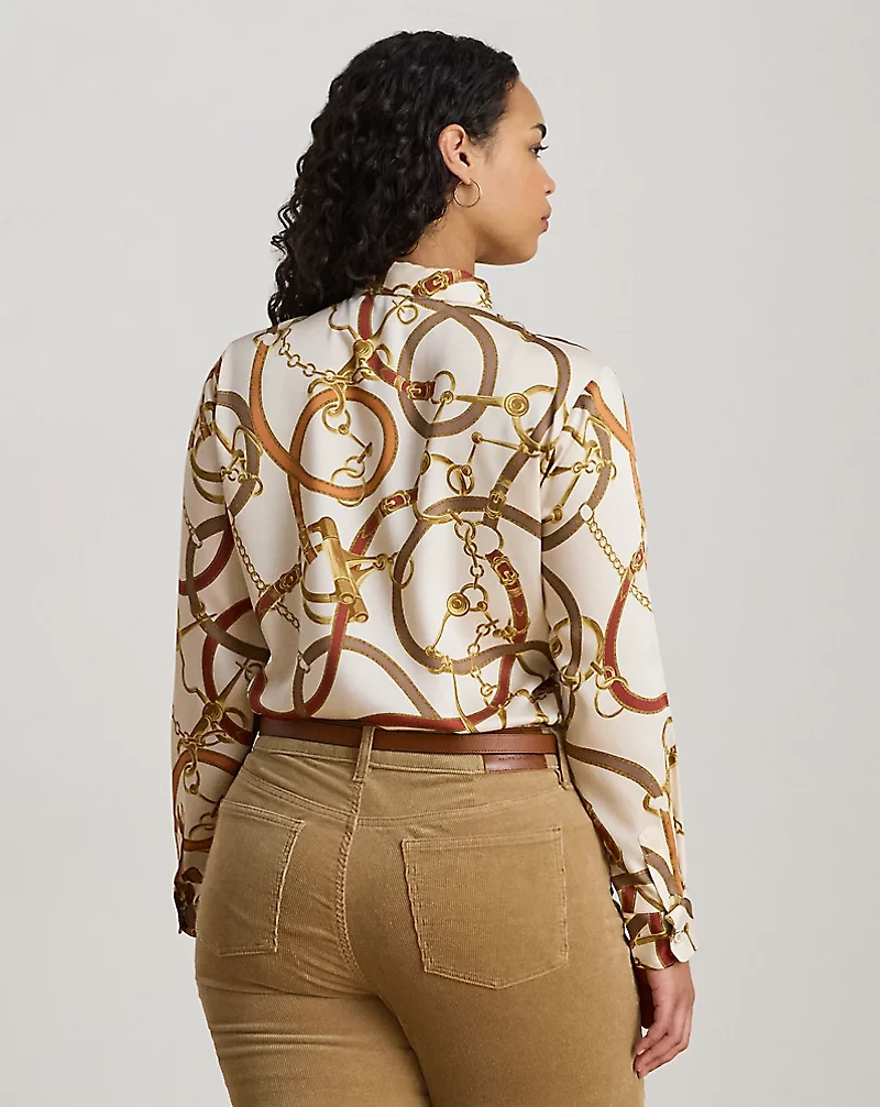 Classic Fit Print Twill Tie-Neck Shirt