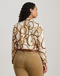 Classic Fit Print Twill Tie-Neck Shirt