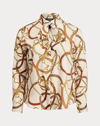 Classic Fit Print Twill Tie-Neck Shirt