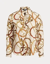 Classic Fit Print Twill Tie-Neck Shirt