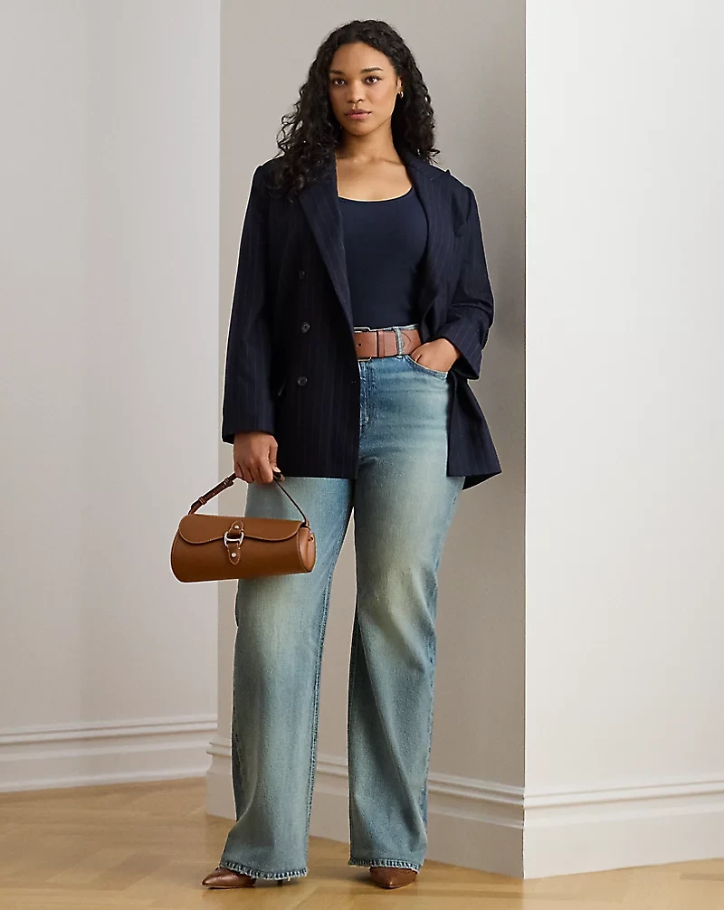 Double-Breasted Pinstripe Twill Blazer