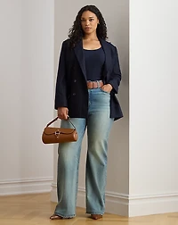 Double-Breasted Pinstripe Twill Blazer