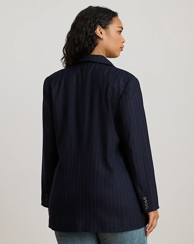 Double-Breasted Pinstripe Twill Blazer