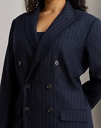 Double-Breasted Pinstripe Twill Blazer