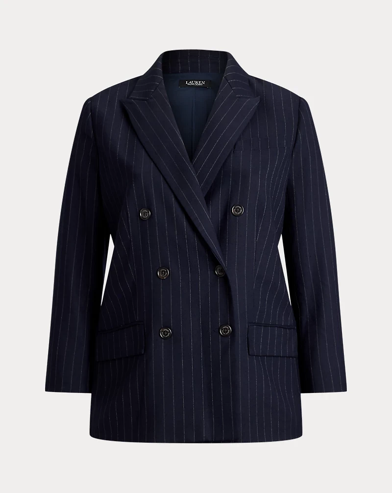 Double-Breasted Pinstripe Twill Blazer