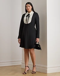 Two-Tone Georgette Tie-Neck Dress