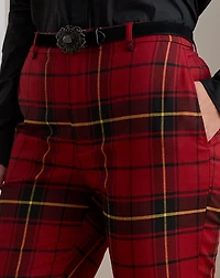 Checked Plaid Wool-Blend Cropped Pant