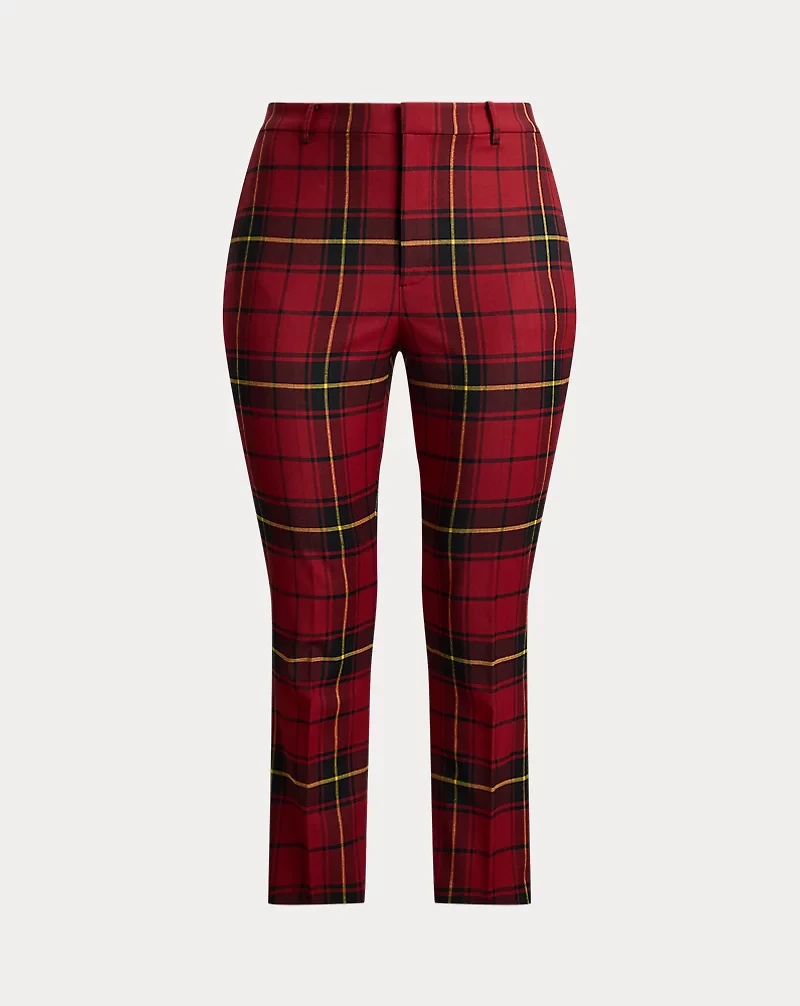 Checked Plaid Wool-Blend Cropped Pant
