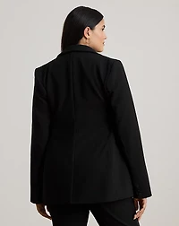 Double-Breasted Satin-Trim Crepe Blazer