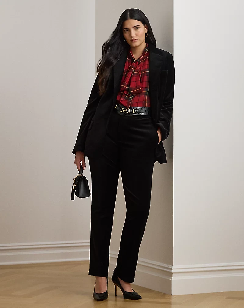 Stretch Velvet Cropped Pant