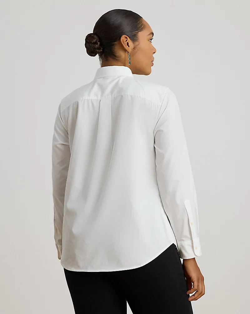 Bib-Front Cotton Broadcloth Shirt