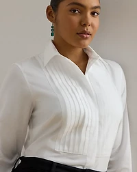 Bib-Front Cotton Broadcloth Shirt