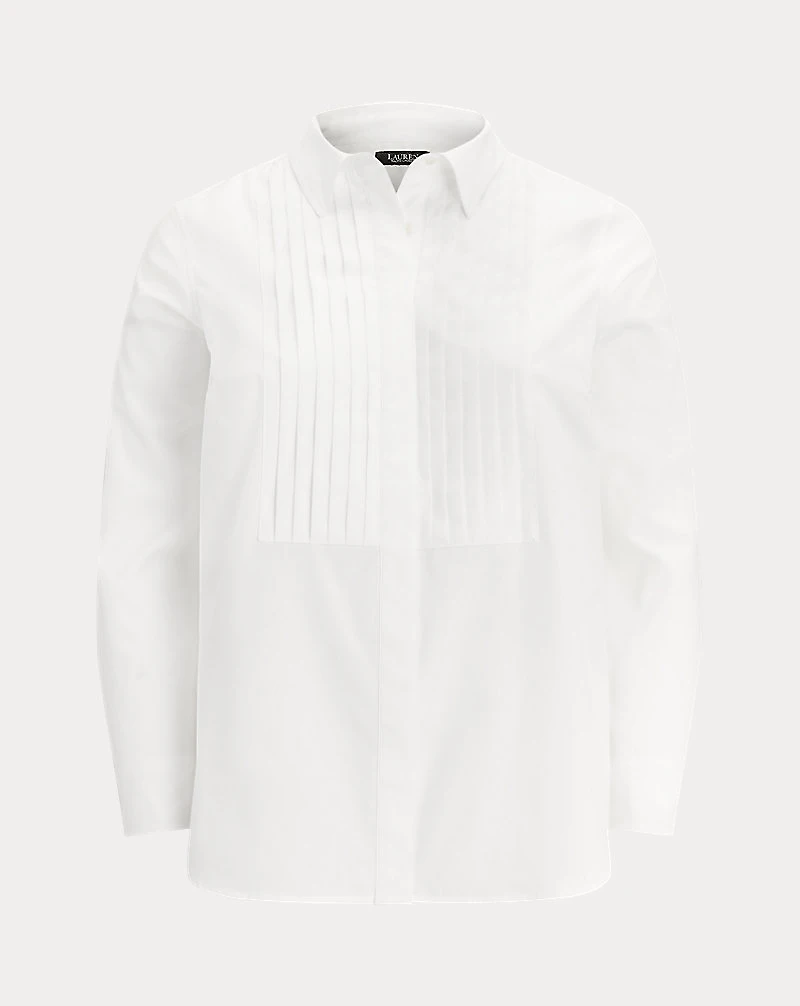 Bib-Front Cotton Broadcloth Shirt