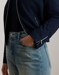 Faux-Leather-Trim Ponte Moto Jacket