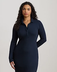 Rib-Knit Cotton-Blend Polo Dress