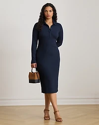 Rib-Knit Cotton-Blend Polo Dress