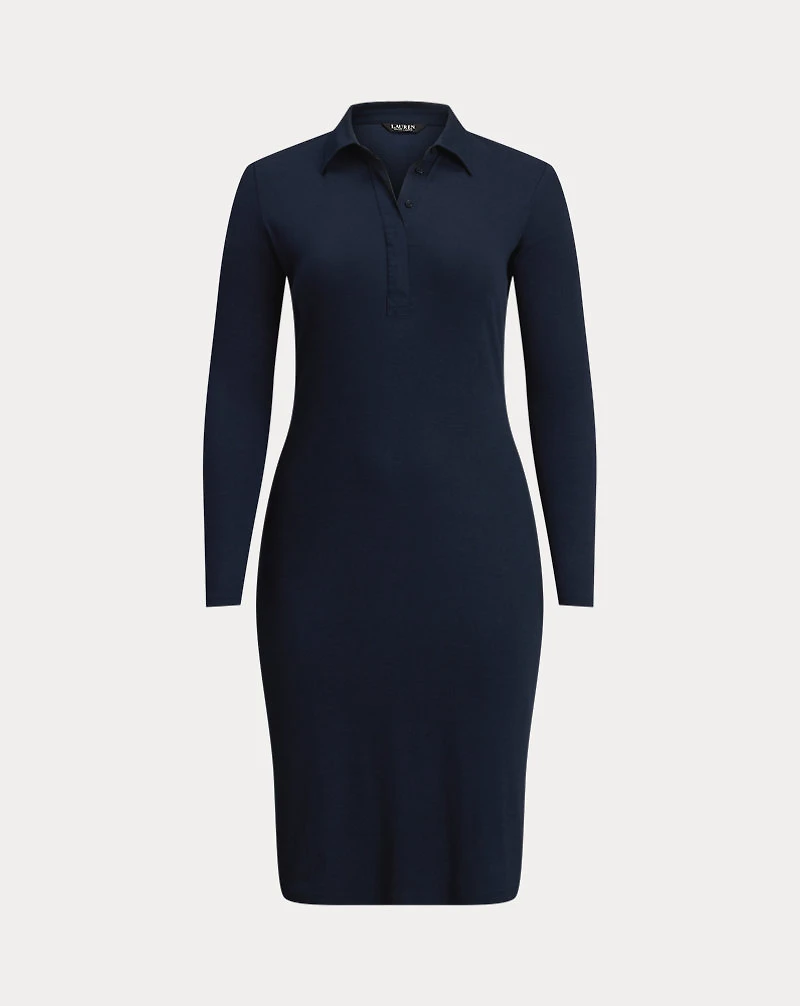 Rib-Knit Cotton-Blend Polo Dress