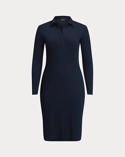 Rib-Knit Cotton-Blend Polo Dress