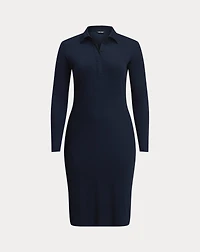 Rib-Knit Cotton-Blend Polo Dress