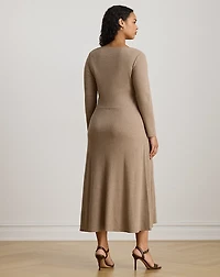 Buckle-Trim Rib-Knit Midi Dress