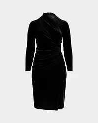 Ruched Velvet Asymmetrical Dress