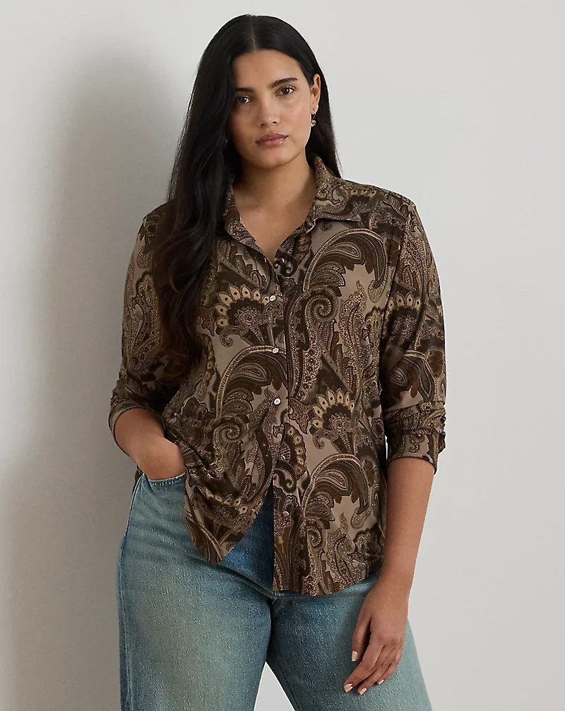 Slim Fit Paisley Jersey Shirt