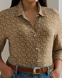 Slim Fit Geo-Print Jersey Shirt