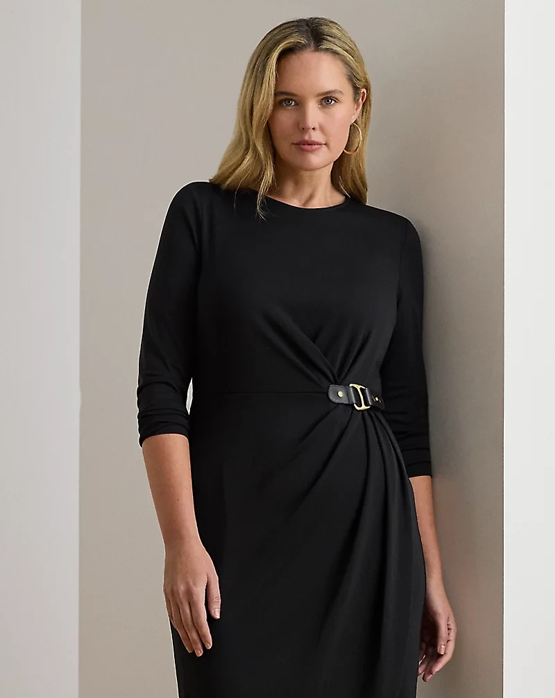 Buckle-Trim Stretch Jersey Dress