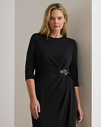 Buckle-Trim Stretch Jersey Dress