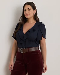 Ruffle-Trim Georgette Blouse