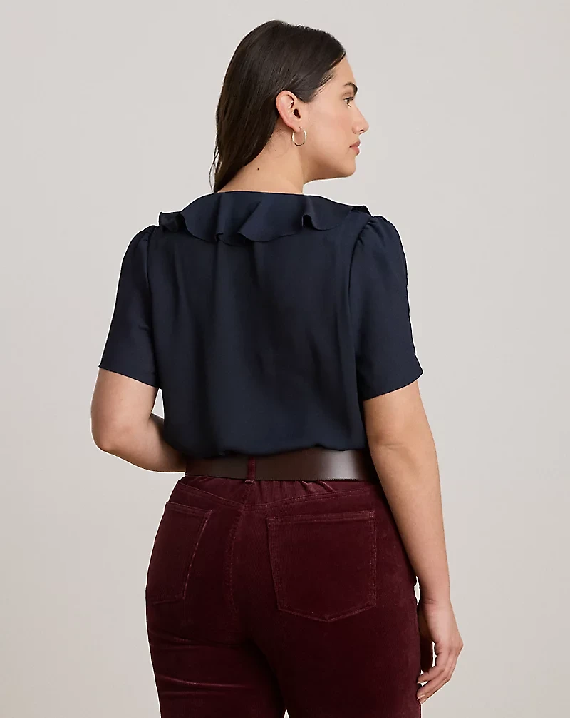 Ruffle-Trim Georgette Blouse