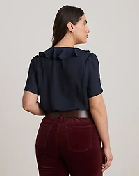 Ruffle-Trim Georgette Blouse
