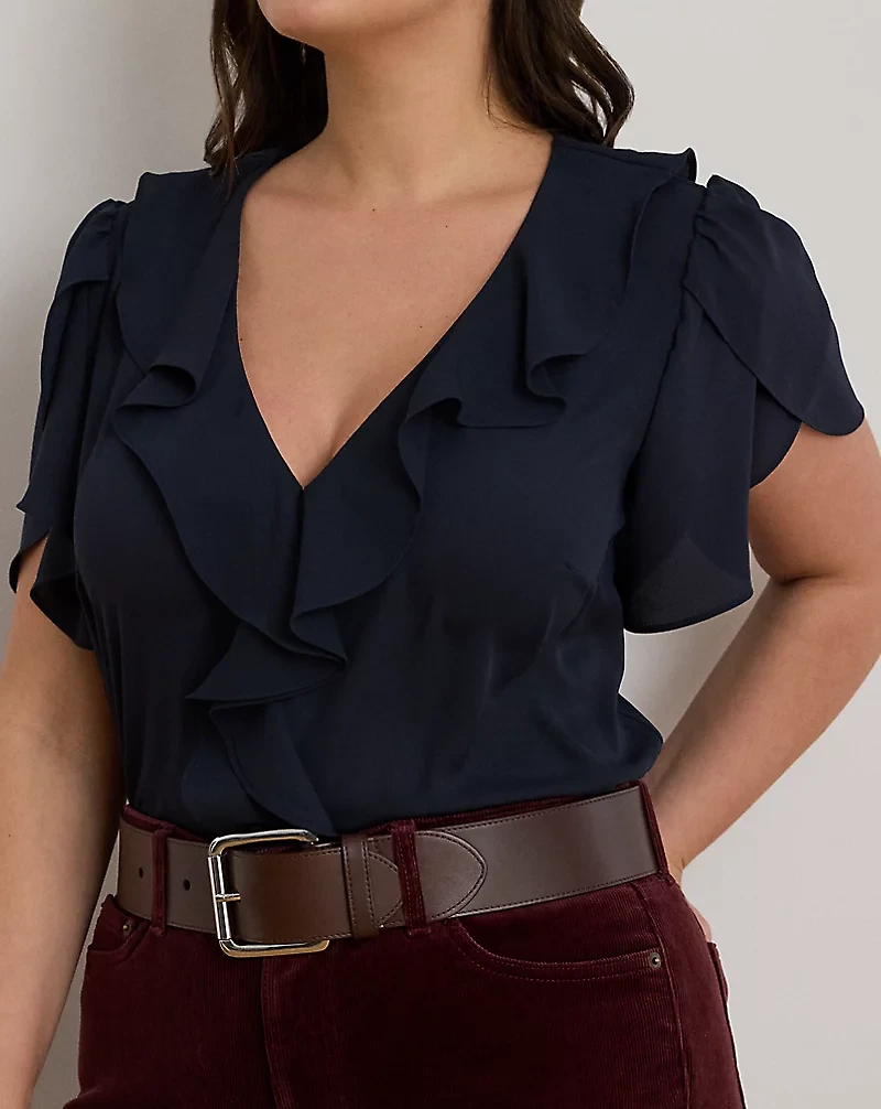 Ruffle-Trim Georgette Blouse