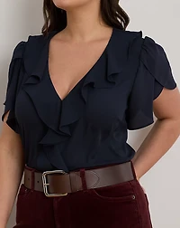Ruffle-Trim Georgette Blouse