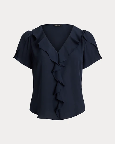 Ruffle-Trim Georgette Blouse