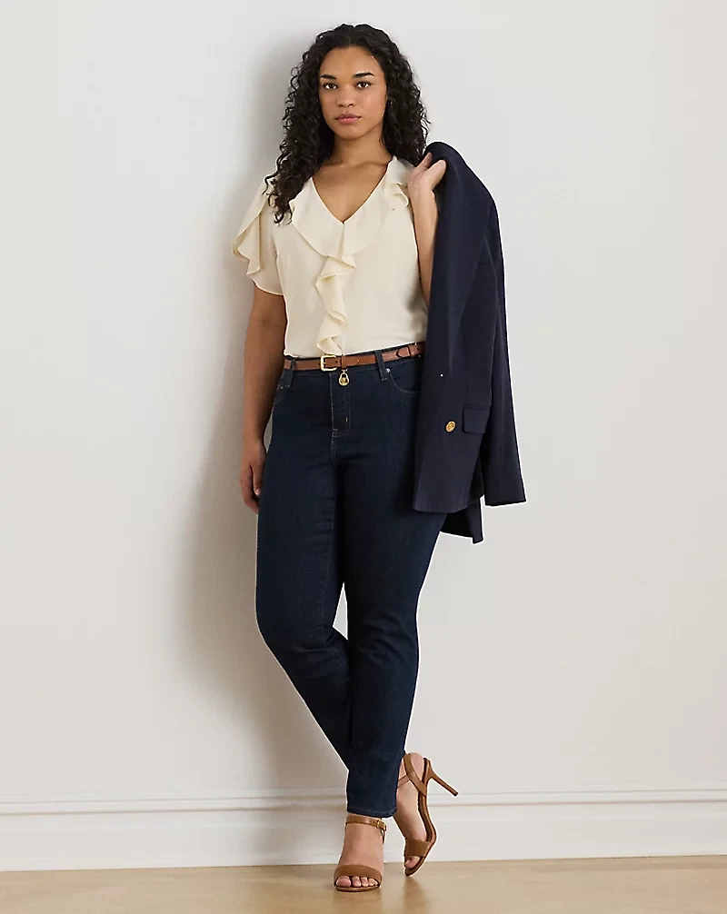 Ruffle-Trim Georgette Blouse
