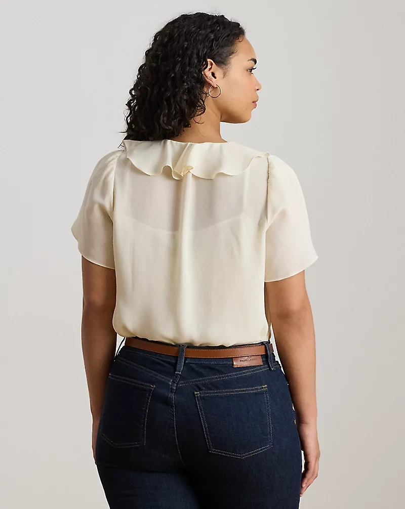 Ruffle-Trim Georgette Blouse