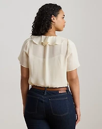 Ruffle-Trim Georgette Blouse