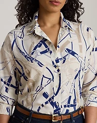 Relaxed Fit Belting-Print Crepe Shirt