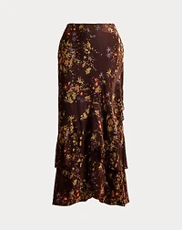 Floral Burnout Velvet Tiered Maxiskirt