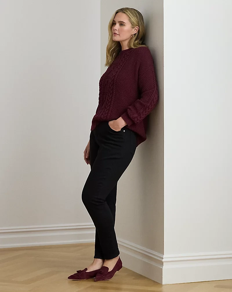 Cable-Knit Cotton Crewneck Sweater