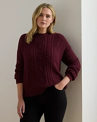 Cable-Knit Cotton Crewneck Sweater