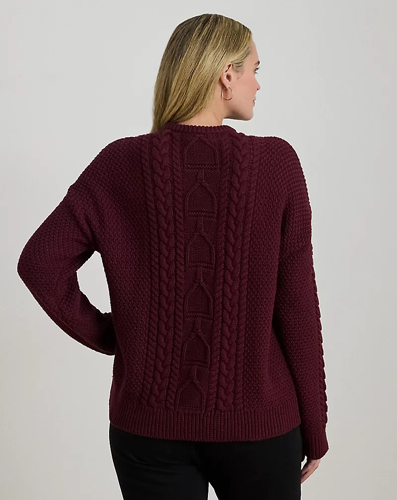 Cable-Knit Cotton Crewneck Sweater