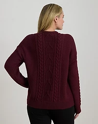 Cable-Knit Cotton Crewneck Sweater