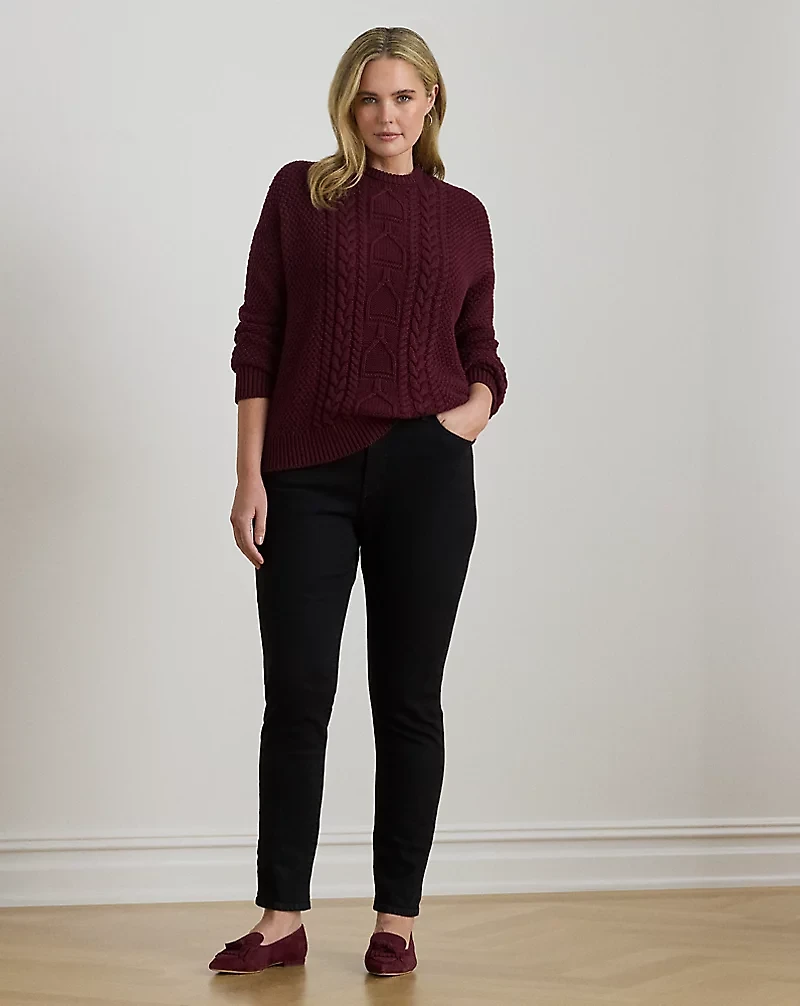 Cable-Knit Cotton Crewneck Sweater