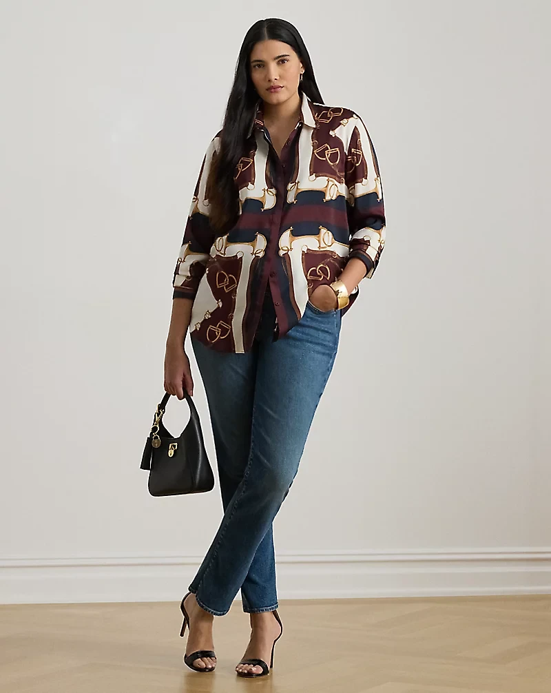Classic Fit Equestrian-Print Twill Shirt