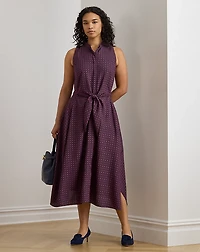 Print Tie-Front Crepe Sleeveless Dress