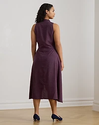 Print Tie-Front Crepe Sleeveless Dress