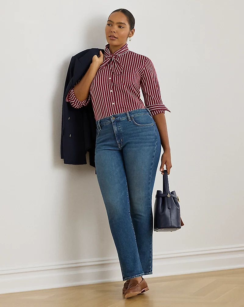 Classic Fit Striped Charmeuse Shirt