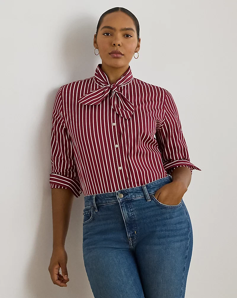 Classic Fit Striped Charmeuse Shirt